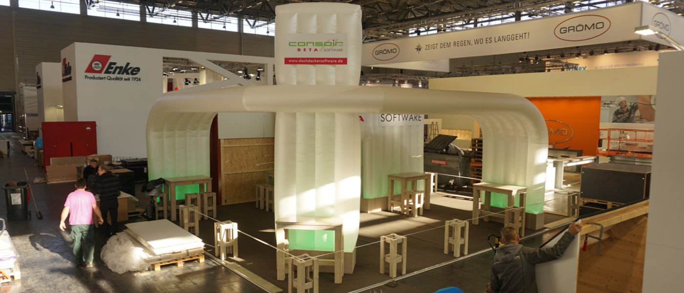 Textiler Messestand für Softwarehaus